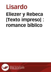 Eliezer y Rebeca : romance bíblico