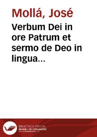 Verbum Dei in ore Patrum et sermo de Deo in lingua doctorum ... 