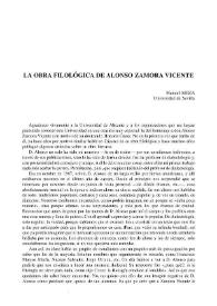 La obra filológica de Alonso Zamora Vicente