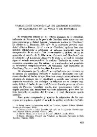 Variaciones sinonímicas en algunos sonetos de Garcilaso de la Vega y de Petrarca