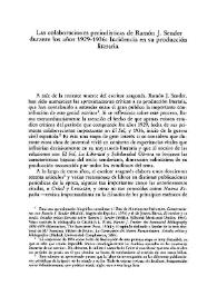 Las colaboraciones periodísticas de Ramón J. Sender durante los años 1929-1936: Incidencia en su producción literaria