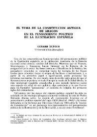 El tema de la constitución antigua de Aragón en el pensamiento político de la ilustración española