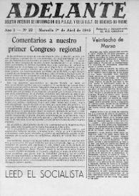 Adelante : Órgano del Partido Socialista Obrero Español de B.-du-Rh. (Marsella). Año I, núm. 23, 1 de abril de 1945