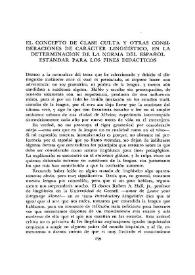  El concepto de clase culta y otras consideraciones de carácter lingüístico, en la determinación de la norma del español estándar para los fines didácticos 