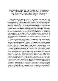 Relaciones entre historia y literatura a través de la producción periodística del trienio constitucional (1820-1823). (Homenaje a don Antonio Rodríguez-Moñino) 