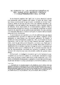 El ensayo en las revistas españolas del siglo XVIII: espíritu crítico y caracterización del autor