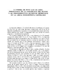 La poesía de Fray Luis de León: persistencia de la concepción del mundo y de procedimientos retóricos medievales en la lírica renacentista castellana