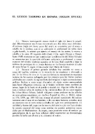 El léxico taurino en España (siglos XVI-XX) 