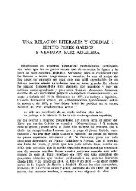 Una relación literaria y cordial: Benito Pérez Galdós y Ventura Ruiz Aguilera