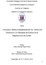 Innovación, diseño e implementación de Centros de Excelencia a la educación de calidad en el Departamento de Cortés