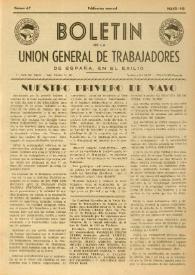 U.G.T. : Boletín de la Unión General de Trabajadores de España en Francia. Núm. 67, mayo de 1950
