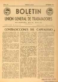 U.G.T. : Boletín de la Unión General de Trabajadores de España en Francia. Núm. 71, septiembre de 1950