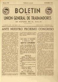 U.G.T. : Boletín de la Unión General de Trabajadores de España en Francia. Núm. 109, noviembre de 1953