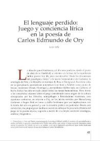 El lenguaje perdido: Juego y conciencia lírica en la poesía de Carlos Edmundo de Ory