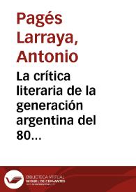 La crítica literaria de la generación argentina del 80