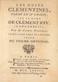 Les Nuits Clémentines : poëme en IV chants sur la mort de Clément XIV (Ganganelli)
