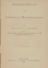 Biographical and critical miscellanies