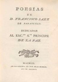 Poesías de Francisco Saez de Paratuelo
