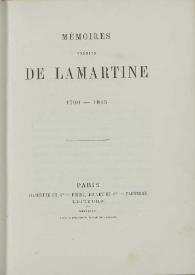 Mémoires inédits de Lamartine : 1790-1815