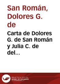 Carta de Dolores G. de San Román y Julia C. del Cerro Requena a Rafael Altamira. Concordia, 7 de julio de 1909