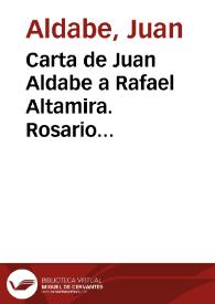 Carta de Juan Aldabe a Rafael Altamira. Rosario (Buenos Aires), 27 de julio de 1909