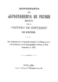 Monografía del Departamento de Potosí (Bolivia)