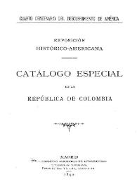 Catálogo especial de la República de Colombia