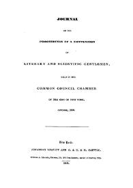 Journal of the Proceedings of a Convention of Literary and Scientific Gentlemen, held in the Common Council Chamber of the City of New York, october 1830