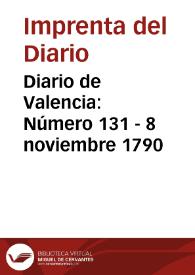 Diario de Valencia: Número 131 - 8 noviembre 1790