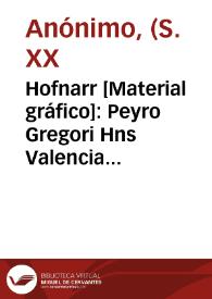 Hofnarr [Material gráfico]: Peyro Gregori Hns Valencia España.