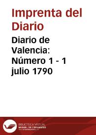 Diario de Valencia: Número 1 - 1 julio 1790