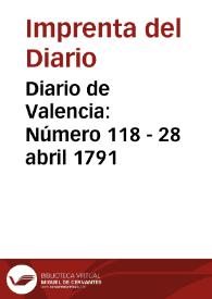 Diario de Valencia: Número 118 - 28 abril 1791