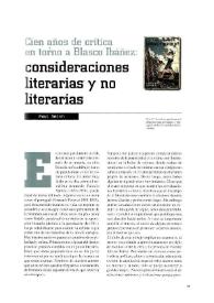 Cien años de crítica en torno a Blasco Ibáñez: consideraciones literarias y no literarias 