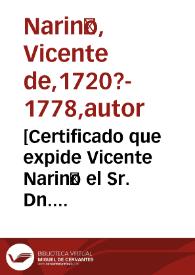 [Certificado que expide Vicente Nariño el Sr. Dn. Francisco de Salazar por diecinueve pesos]
