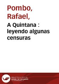 A Quintana  : leyendo algunas censuras