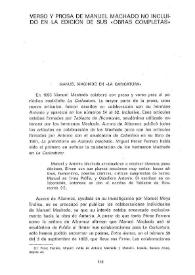 Verso y prosa de Manuel Machado no incluido en la edición de sus 