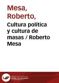 Cultura política y cultura de masas