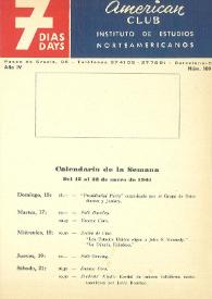 7 días = 7 days : boletín del Instituto de Estudios Norteamericanos, Barcelona. Núm. 109, del 15 al 22 de enero de 1961