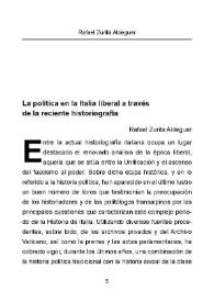 La política en la Italia liberal a través de la reciente historiografía