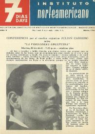 7 días = 7 days : boletín del Instituto de Estudios Norteamericanos, Barcelona. Núm. 174, del  29 de abril al 5 de mayo de 1963