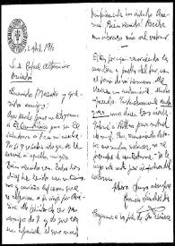 Carta de Ramón Sánchez Díaz a Rafael Altamira. 2 de abril de 1910 