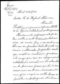 Carta de Aurelio Silveira a Rafael Altamira. Coruña, 8 de abril de 1910 