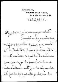 Carta de Pedro García Conde a Rafael Altamira. Londres, 18 de abril de 1910