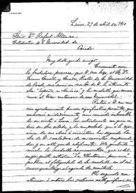 Carta de J. Matías León a Rafael Altamira. Lima, 29 de abril de 1910