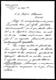 Carta de Fermín Martínez a Rafael Altamira. Las Palmas, 10 de mayo de 1910