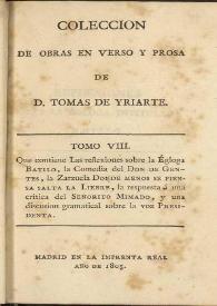 Colección de obras en verso y prosa. Tomo VIII