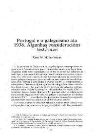 Portugal e o galeguismo ata 1936. Algunhas consideracións históricas 