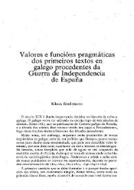 Valores e funcións pragmáticas dos primeiros textos en galego procedentes da Guerra de Independencia de España 