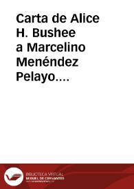 Carta de Alice H. Bushee a Marcelino Menéndez Pelayo. Rhode Island, 23 marzo 1908