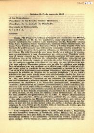 Carta fechada en enero de 1942 sobre acusaciones de comunismo